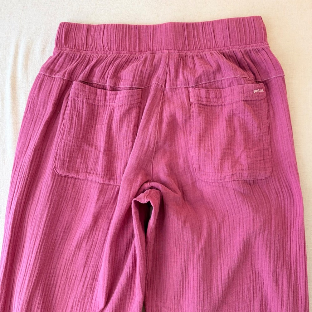 prAna Hideaways Pants M Berry Pink Cotton Gauze Lagenlook Barrel Boho Coastal - Picture 7 of 14